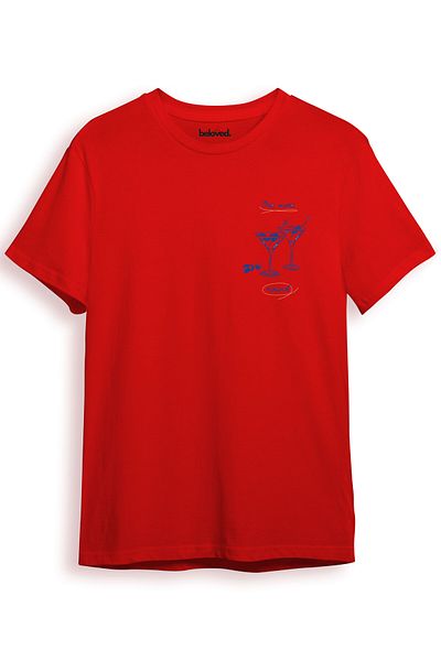 beloved.co One More Round Martini Patterned 100% Cotton Regular Fit Unisex T-Shirt