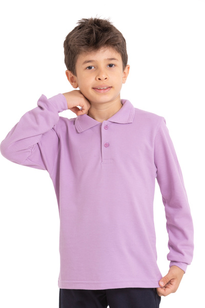 ares kids Boys Polo Neck Basic Cotton Long Sleeve School T-Shirt