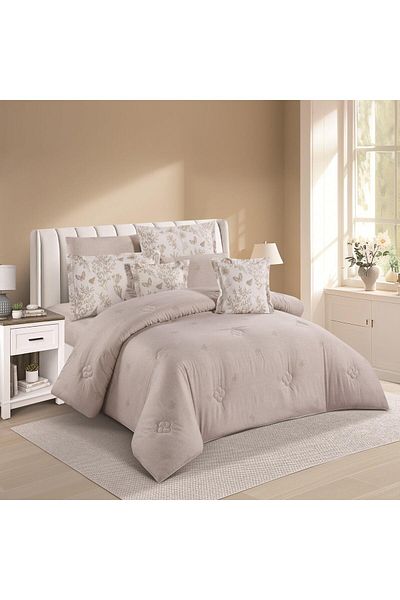 Gerenic 100% cotton double-sided printed bedspread, 8-piece quilt set, size 230 x 250 cm