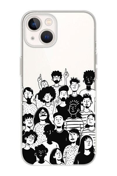 shoptocase iPhone 14/13 Uyumlu Topluluk Ruhu Desenli Şeffaf Silikon Koruyucu ...