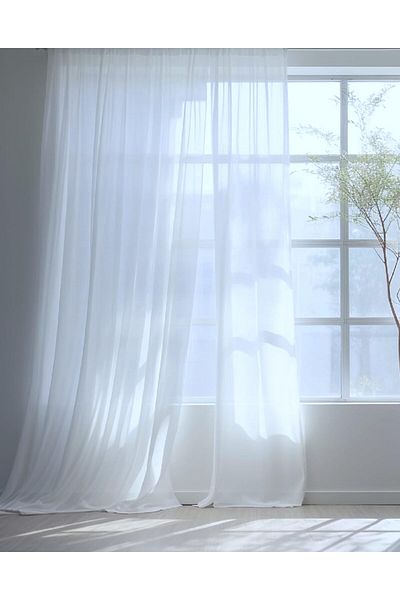 DENISA-DO Curtain made of white silky veil 240 h x 200 L cm