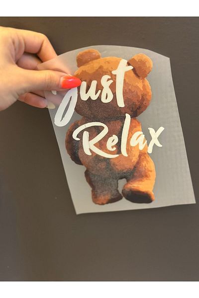 Gönülden Tasarım Iron on Relax Bear Transfer Print Arma 20X12 cm