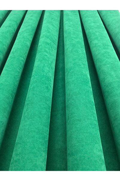 perkoz Yeşil Petek Kadife Fon Perde Ekstrafor Büzgülü Ütü İstemez Fon