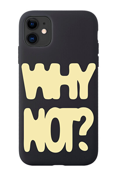 shoptocase iPhone 11 Uyumlu Why Not? Desenli İçi Süet Lansman Koruyucu Telefo...