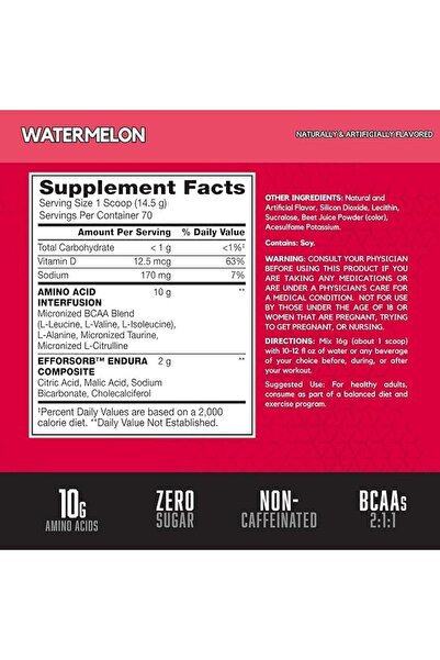 BSN AMINOx® Amino Energy Powder for Endurance and Recovery, Effervescent Instantized Amino Acids, D