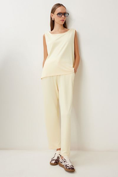 Lovelyİstanbul Modal Blouse Pants Suit Ldz0039 Yellow