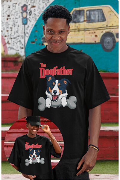 Fuddy Moda تي شيرت مطبوع عليه The DogFather للجنسين، تي شيرت برقبة دائرية على...