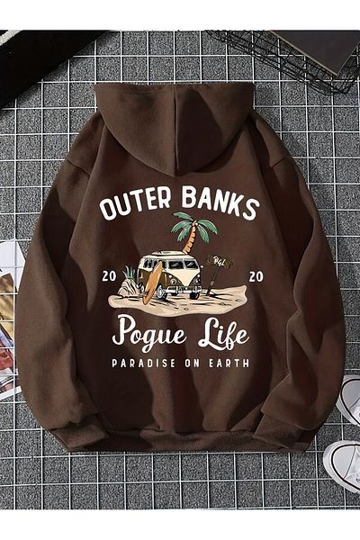 uyguntarz Унисекс Outer Banks Баскли Овърсайз Суитшърт