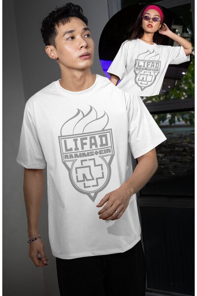 Fuddy Moda Tricou unisex Rammstein Lifad scris, tricou oversize cu tematică a...