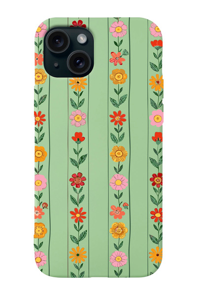shoptocase iPhone 15 Uyumlu Sıralı Çiçekler Desenli İçi Süet Lansman Koruyucu...