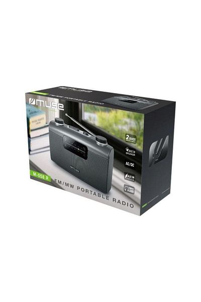 Muse Portable Radio M-058 R, FM/MW, Telescopic Antenna, Carrying Handle, Black