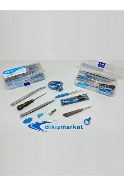 dm dikişmarket Özel Kutulu 11 Parça Mini Dikiş Seti Mezura ip kesicili Yüzük biz ilik açıcı cımbız çıt makas