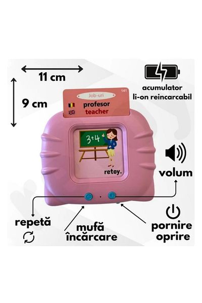 Picodino Romanian-English word learning set, educational toy, 228 words, Picodino, Pink