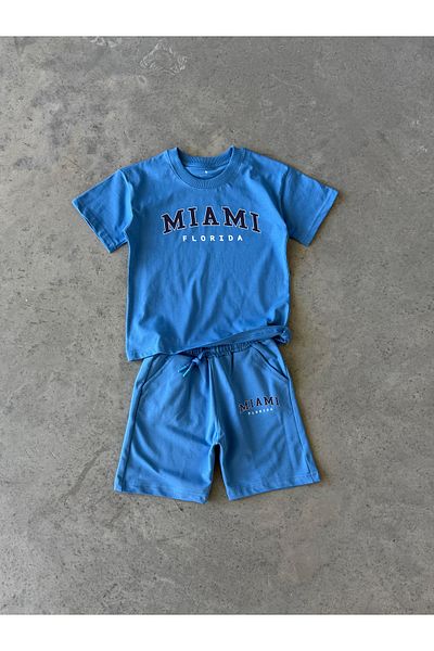 KAPROLLI Miami Unisex Girls Boyskids T-Shirt Shorts Set Printed Pattern Washable Bottom Top Set