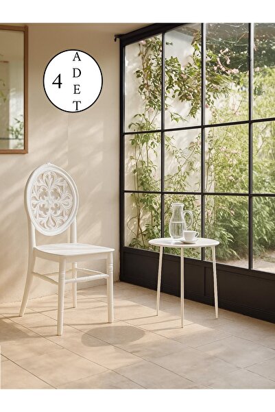 MOBETTO Zümra 4 Adet Mutfak ,Yemek, Bahçe, Kafe, Modern Sandalye - Beyaz
