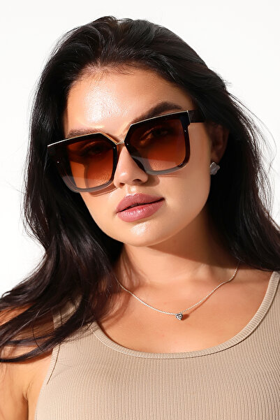Lozzo Women's Brown Oversize Uv400 Sunglasses 23016 C3