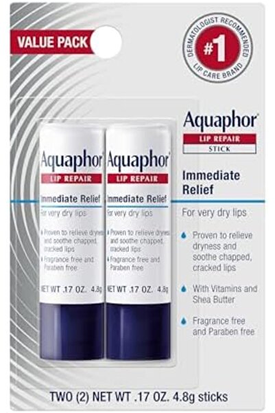 Aquaphor Lip Repair Stick - Soothes Dry Chapped Lips - Two(2) .17 Oz Sticks, Multi