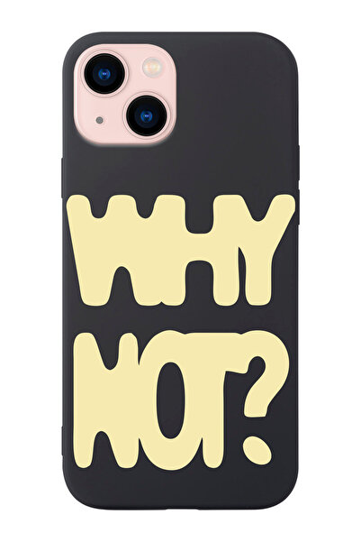 shoptocase iPhone 14/13 Uyumlu Why Not? Desenli İçi Süet Lansman Koruyucu Telefon Kılıfı
