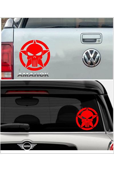 stickerusta Star Punnisher Star Skull Sticker Car Auto Motorcycle Caravan Sticker 00063