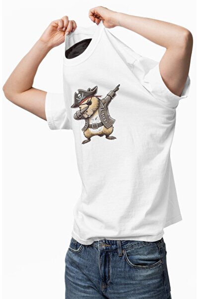 Fuddy Moda Tricou unisex cu imprimeu pirat Capybara, tricou oversize amuzant ...