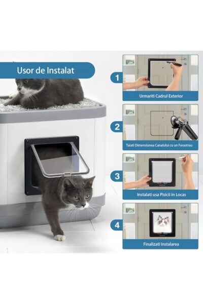 Kardett L-Shaped Door for Cats and Small Dogs, Puppies – Magnetic with 4 Locking Modes, Black