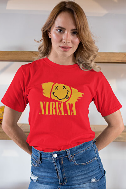 Butik تي شيرت نيرفانا مطبوع / نسائي متعدد الألوان 100% قطن بقصة عادية ومريحة