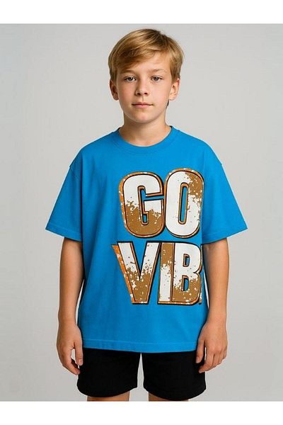 Zekids Tricou oversize pentru băiat Good Vibes Written