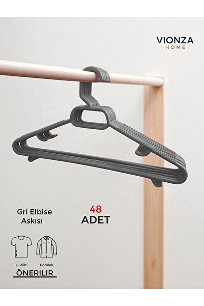 vionza Elbise Kıyafet Askısı Mavi 48'lİ Set 48 Adet Mavi Plastik 48 Gömlek Askısı