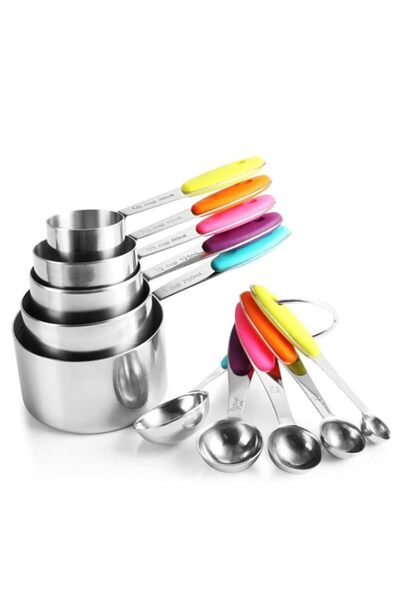 Generic 10 Piece Measuring Cups and Spoons Set in Stainless Steel Cooking & B...