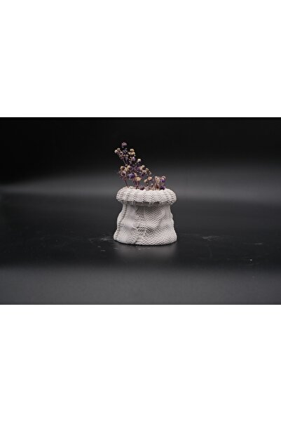 ATEŞLER HEDİYELİK BEYAZ ÖRGÜ DESENLİ VAZO