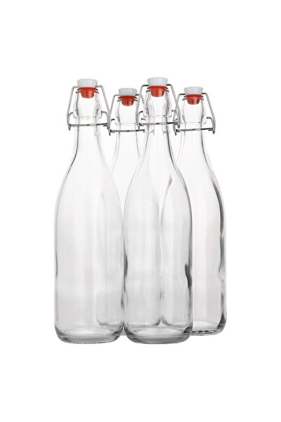 Generic AYL Flip Top Glass Bottle, 1L/ 33fl. oz, Pack of 4, Clear