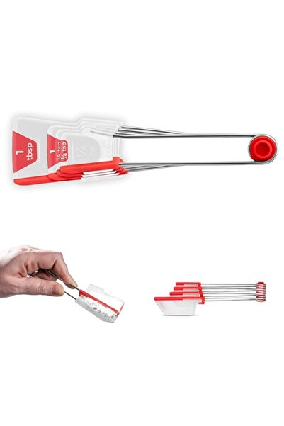 Generic Dreamfarm Levoons Scrape Level Measuring Spoons Red