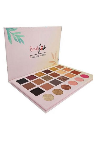 Beauty Complete makeup palette: eyeshadow, highlighter, blush, contour, and eyebrows