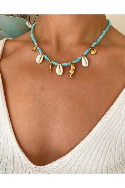 Atelier Licia Sea Themed Beaded Stainless Steel Necklace
