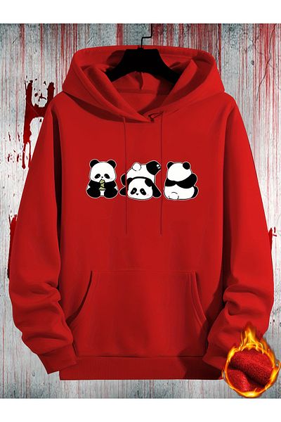 uyguntarz Unisex Cute Pandas Printed Oversize Sweatshirt