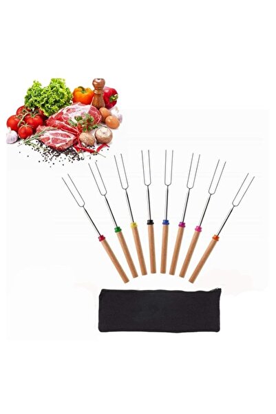 Generic Other 8pcs BBQ Tool Set Stainless Steel Telescoping Campfire Forks wi...
