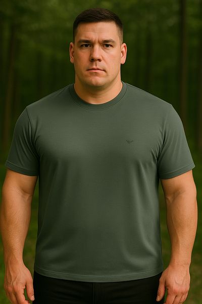 Maccali Men's Plus Size Basic Khaki Polo Neck T-Shirt with Pockets