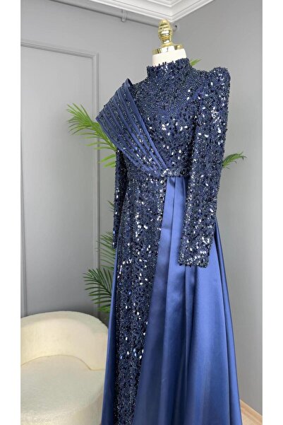 duguncumoda Suenna Yaka Detaylı Payetli Abiye Elbise-376