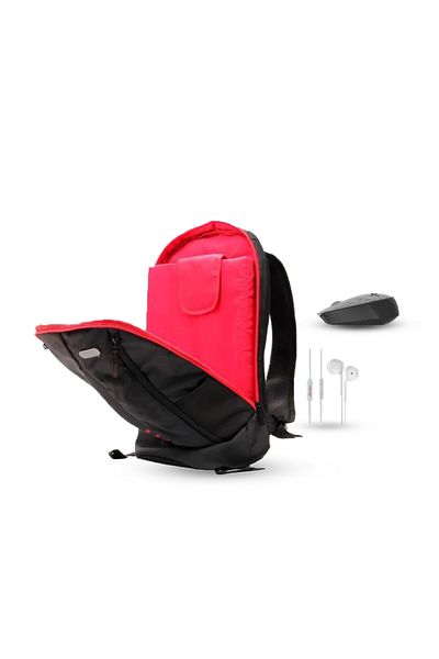 E-Train Laptop Carry Bag , 15.6 " , Back pack design with Mouse and ear Phone