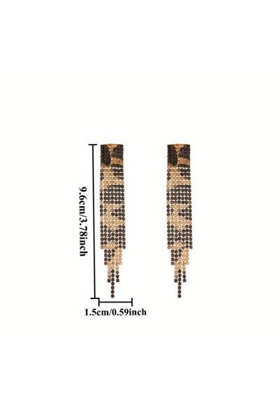 Dgt Luxury Leopar, Yapay Elmas, Işıltılı Çarpıcı Küpe