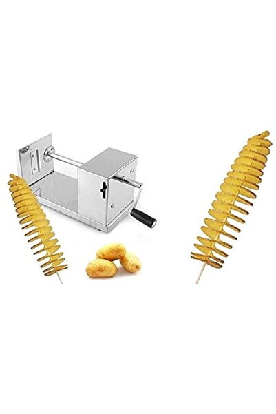 Generic قطاعة بطاطس حلزونية يدوية من الفولاذ المقاوم للصدأ على شكل تورنادو وق...