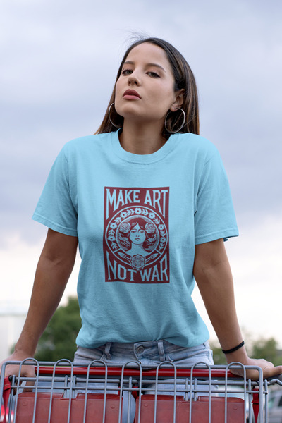 Butik Make Art Not War Τυπωμένο/Γυναικείο πολύχρωμο T-Shirt 100% Βαμβάκι Κανο...