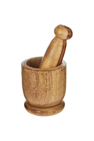 Generic مجموعة هاون ومدقة خشبية من راج، 10 سم، خشبية، WMO001، مطحنة ثوم، مطحن...