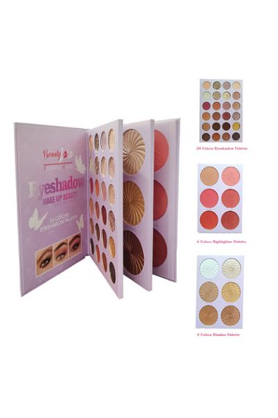 Beauty Professional makeup kit for eyeshadow, highlighter, and blush