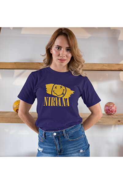 Butik تي شيرت نيرفانا مطبوع / نسائي متعدد الألوان 100% قطن بقصة عادية ومريحة