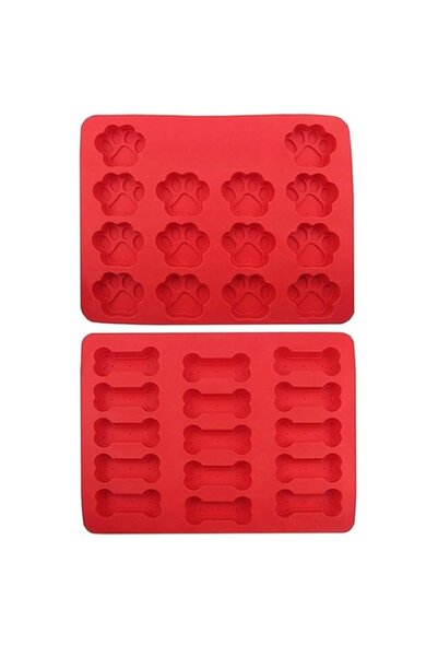 Generic 2-Pack Silicone Dog Tray Mold (one tray with bones, one tray with paw...