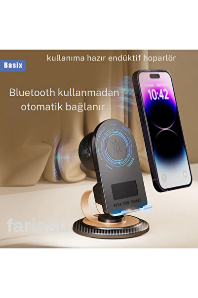 farissu Ses Bombası Akustik Telefon Tutucu Kablosuz Gramafon Hoparlör Siyah