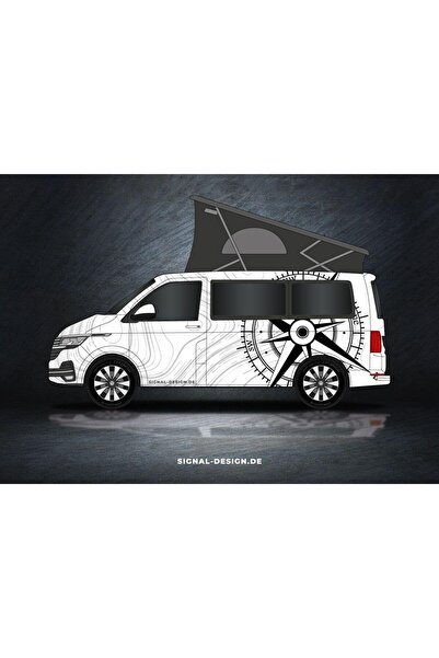 Motiker Pusula Tasarımlı Karavan Sticker Etiket