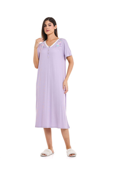 R&B Embroidery Detail Nightdress with Short Sleeves