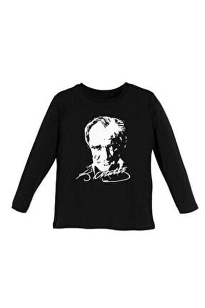 Bonnie Clyde Long Sleeve Crew Neck Ataturk Printed T-Shirt Black Child - Black - Bcp1.Utlshnrtp-Atsi-Coc